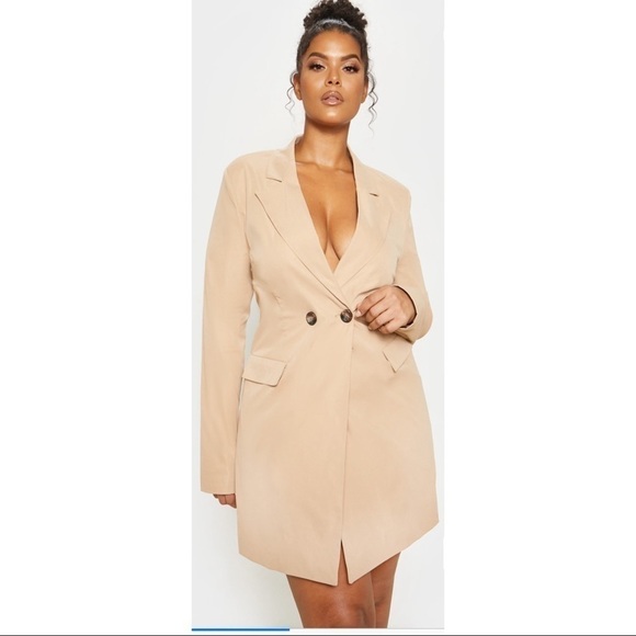 Pretty Little Thing Camel Blazer Dress Tan Size 8 NWT. - Picture 1 of 11